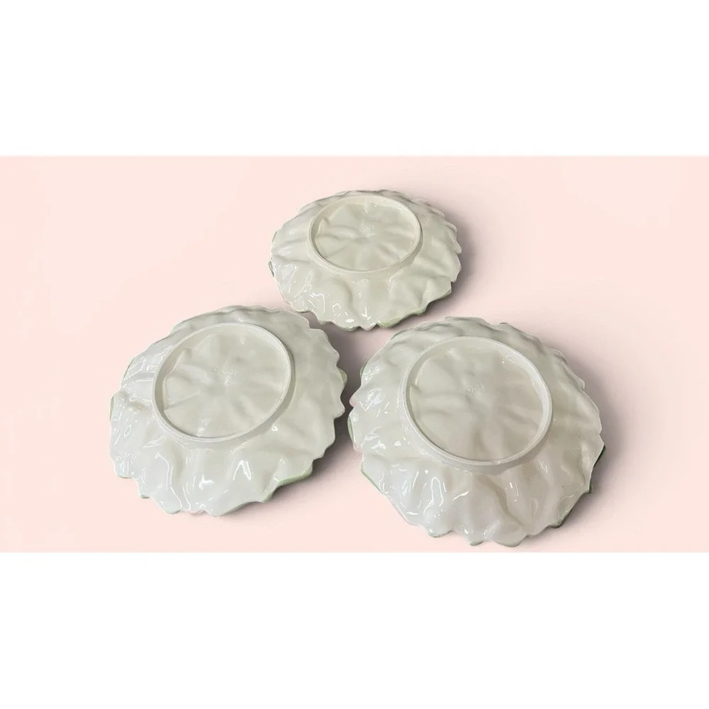 Fitz & Floyd Omnibus Poinsettia Christmas Plates Set Of 3‎ Vintage Japan 1980's